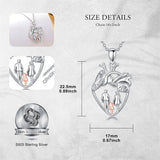 Sterling Silver Anatomical Heart Father Mother Daughter Sister Mother Daughter Pendant Necklace