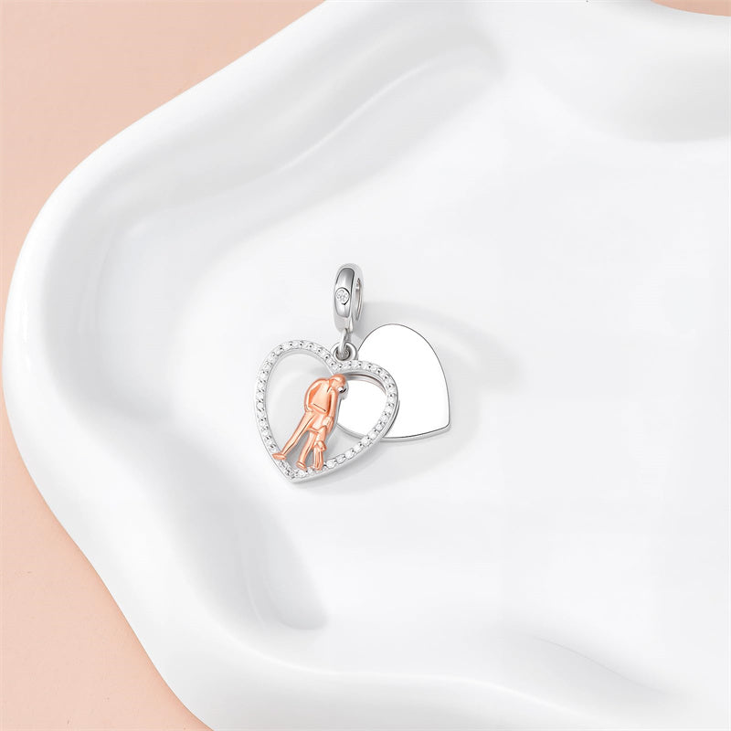 Sterling Silver Personalized Engraved Father-Daughter Charm Beads