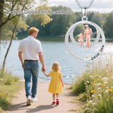Sterling Silver Father-Daughter Pendant Necklace Engraved with Love You