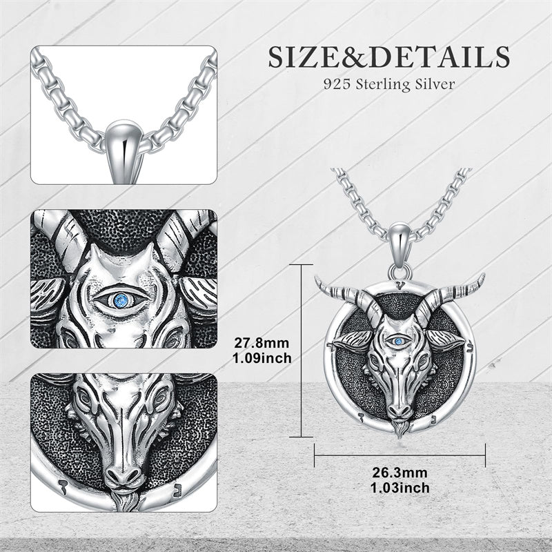 Sterling Silver Lion Tiger Satanic Goat Owl Scorpion Eagles Deer Pendant Necklace for Men