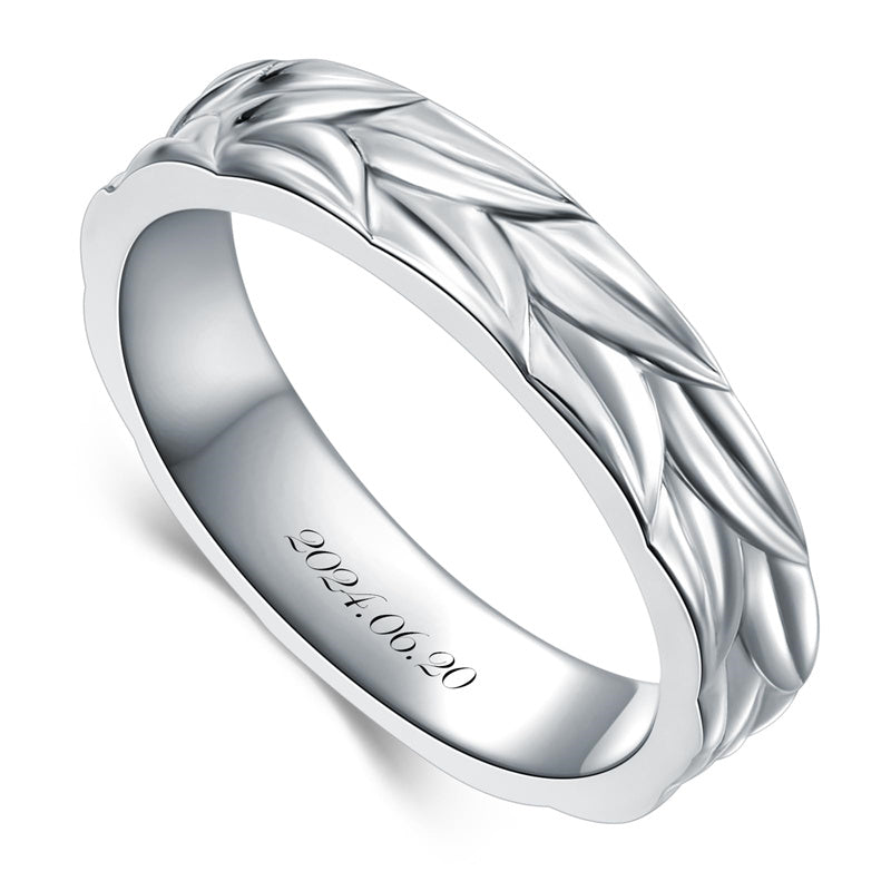 Sterling Silver 10K 14K 18K Gold Personalized Engraved Diamond Couples Rings Wedding Band Sets