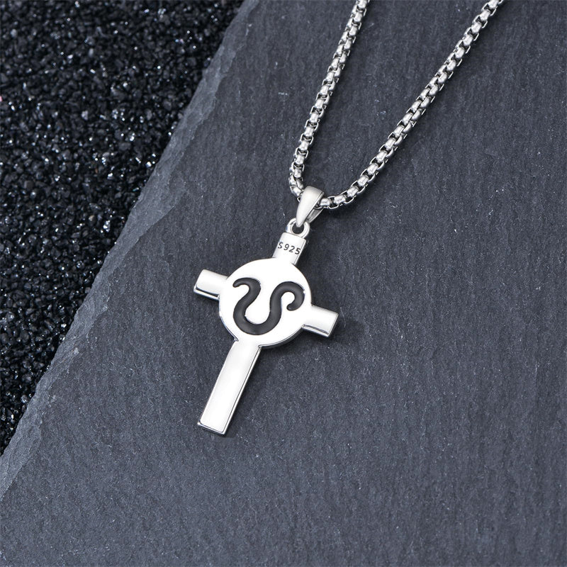 Sterling Silver 12 Constellation Cross Pendant Necklace