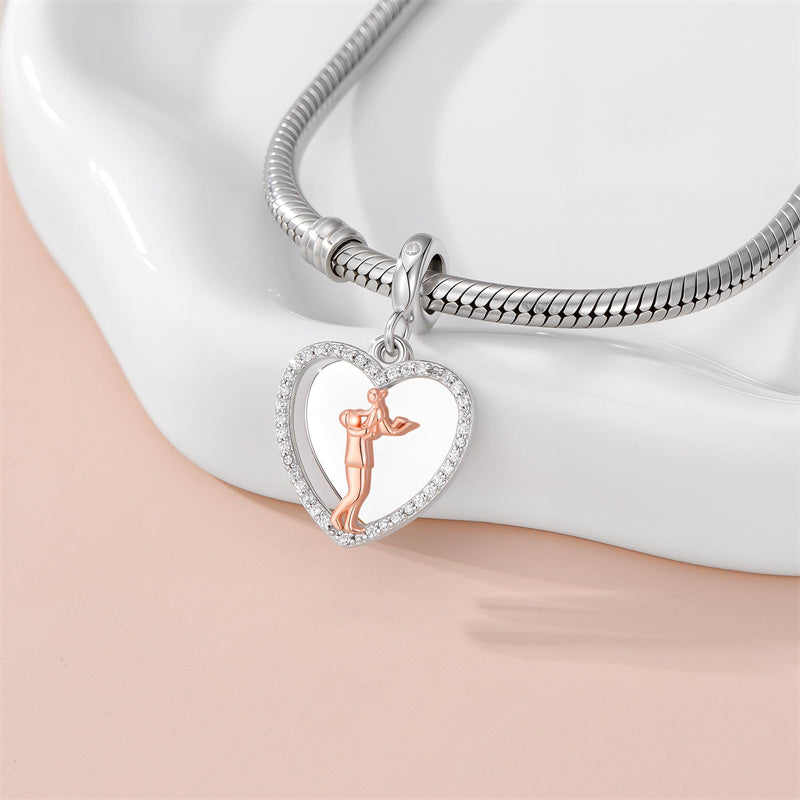 Sterling Silver Personalized Engraved Father-Daughter Charm Beads