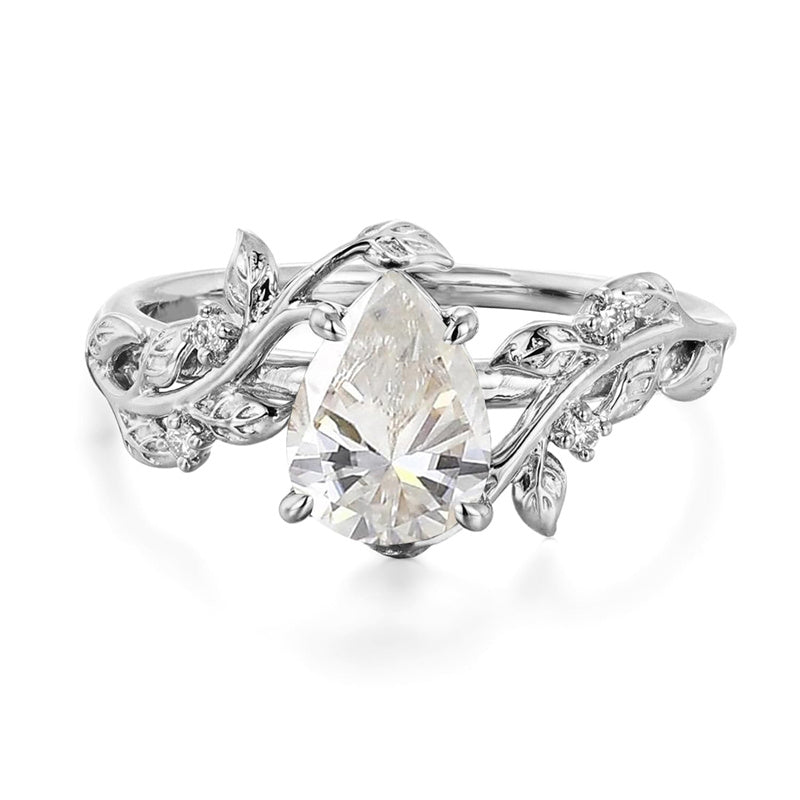 Sterling Silver 10K 14K 18K  Gold Pear Gemstone Vintage Engagement Wedding Promise Anniversary Ring