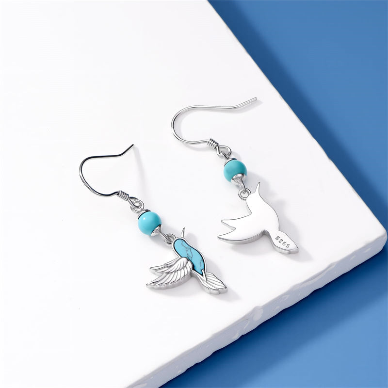 Sterling Silver Turquoise Owl Dragonfly Butterfly Hummingbird Dangle Earrings