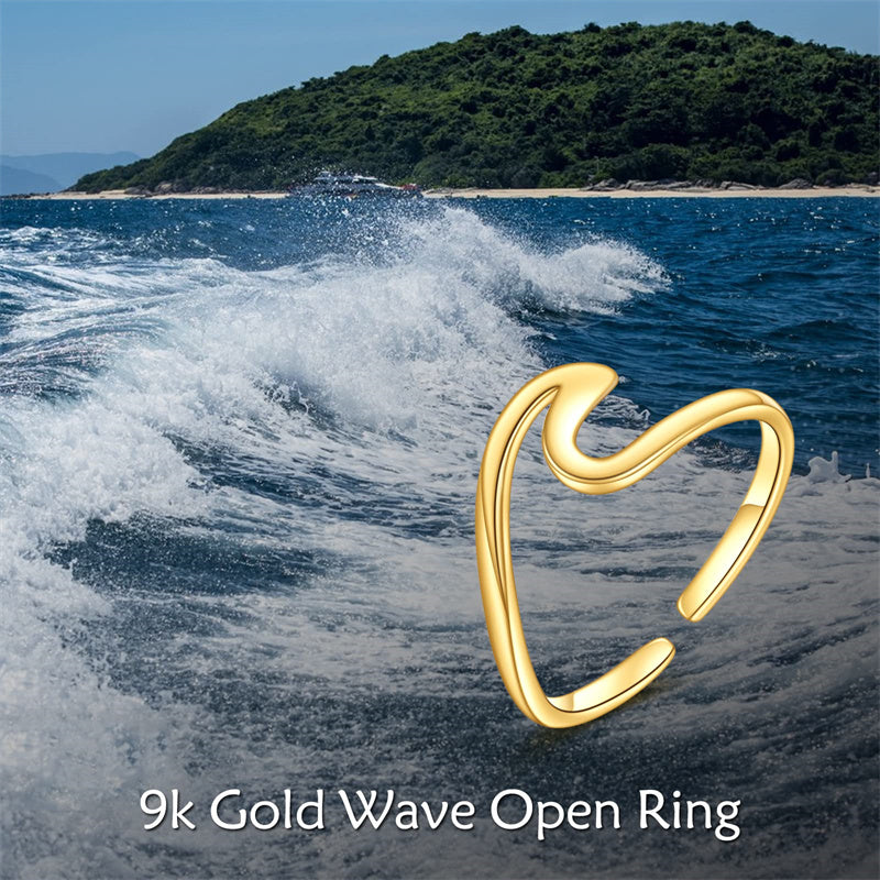 10K Yellow Gold Wave Adjustable Ring