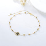 14K Gold Sunflower Single Layer Anklet