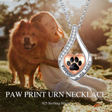 Sterling Silver Heart Shape Tear Dangle Urn Necklace for Ashes