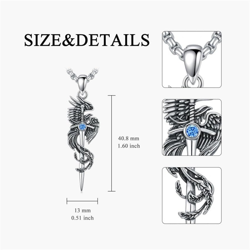 Sterling Silver Phoenix Pendant Necklace