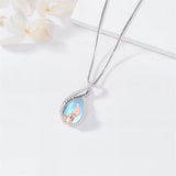 Sterling Silver Moonstone Father-Daughter Pendant Necklace Engraved with I Love You Forever