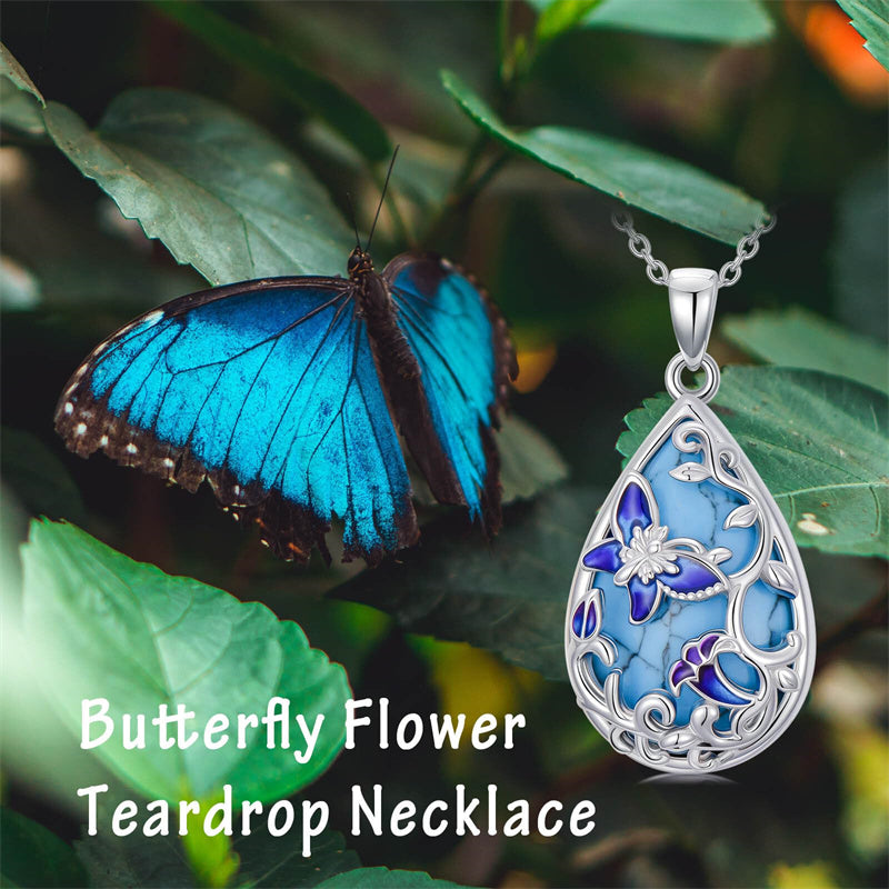 Sterling Silver Turquoise Butterfly Dragonfly Bee Hummingbird Ladybug Pendant Necklace