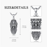 Sterling Silver Mictlantecuhtli Quetzalcoatl Tezcatlipoca Skull Pendant Necklace Aztec Jewelry For Men