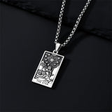 Sterling Silve Sun Moon Star Strength Lovers Death Devil Fool Tarot Card Pendant Necklace