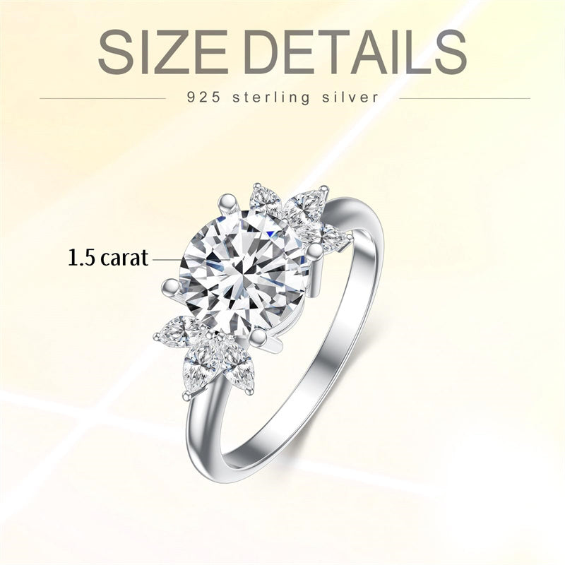 Sterling Silver Personalized Engraved Moissanite Engagement Wedding Anniversary Ring