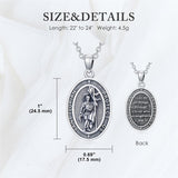 Sterling Silver St Anthony Francis Joseph Peregrine Raphael Sebastian Medal  Protection Pendant Necklace