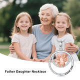 Sterling Silver Father-Daughter Pendant Necklace Engraved with Love You