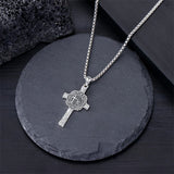 Sterling Silver Firefighter & Cross Pendant Necklace  for Men