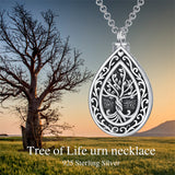 Sterling Silver Personalized Engraved Tree of Life Urn Necklace for Ashes
