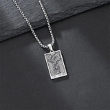 Sterling Silver Lovers Hierophant Magician Three of Swords Wheel of Fortune SkeletonTarot Card Pendant Necklace
