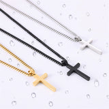 Sterling Silver Cross Pendant Necklace with 3.0mm Stainless Steel Cuban Chain