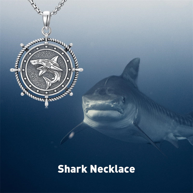 Sterling Silver Shark Pendant Necklace