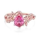 Sterling Silver 10K 14K 18K  Gold Pear Gemstone Vintage Engagement Wedding Promise Anniversary Ring