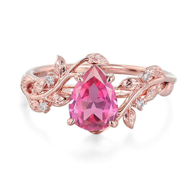 Sterling Silver 10K 14K 18K  Gold Pear Gemstone Vintage Engagement Wedding Promise Anniversary Ring