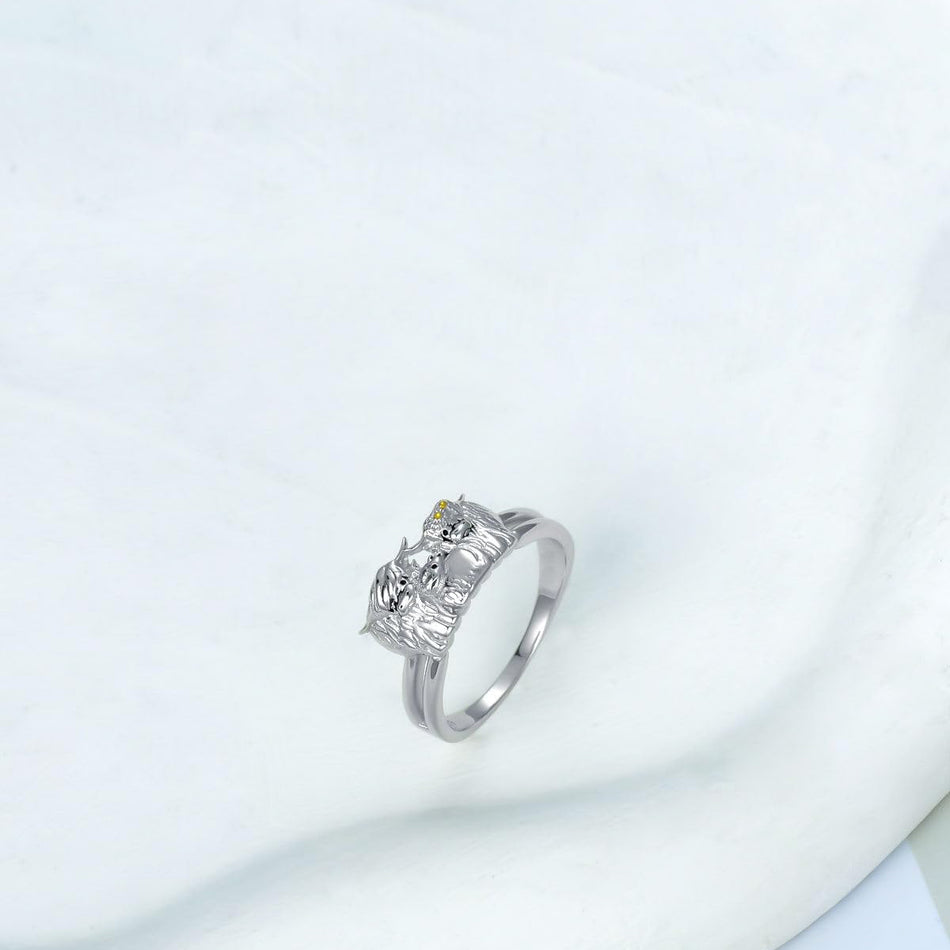 Sterling Silver Family Highland Cow Ring Animal Ring