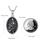 Sterling Silver Aztec Lion Cross Pendant Necklace