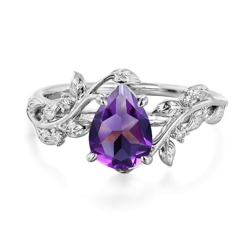 Sterling Silver 10K 14K 18K  Gold Pear Gemstone Vintage Engagement Wedding Promise Anniversary Ring