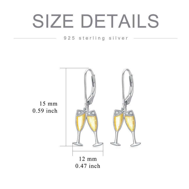 Sterling Silver Champagne Leverback Earrings