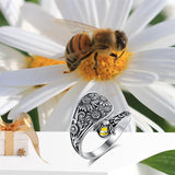 Sterling Silver Personalized Engraved Sunflower Bee Butterfly Adjustable Spoon Ring