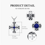 Sterling Silver Jerusalem Cross Pendant Necklace for Men