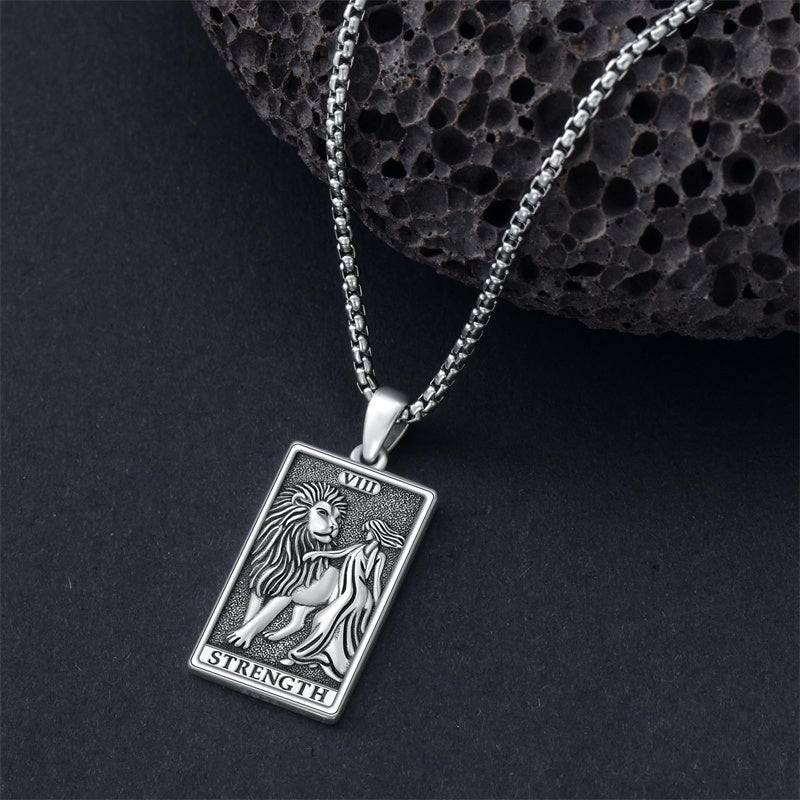 Sterling Silve Sun Moon Star Strength Lovers Death Devil Fool Tarot Card Pendant Necklace
