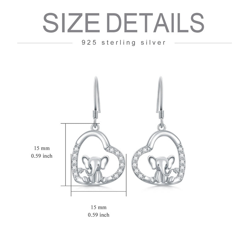 Sterling Silver Elephant Drop Earrings