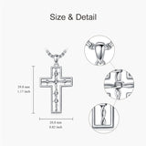 Sterling Silver Cross Christian Pendant Necklace for Men