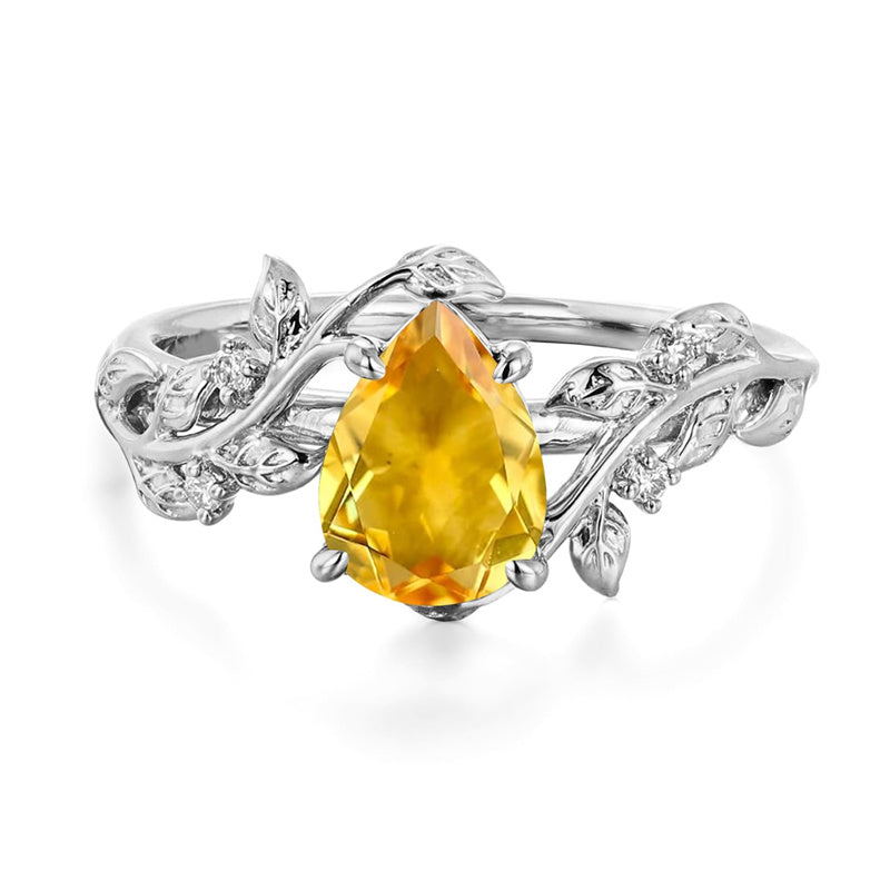 Sterling Silver 10K 14K 18K  Gold Pear Gemstone Vintage Engagement Wedding Promise Anniversary Ring