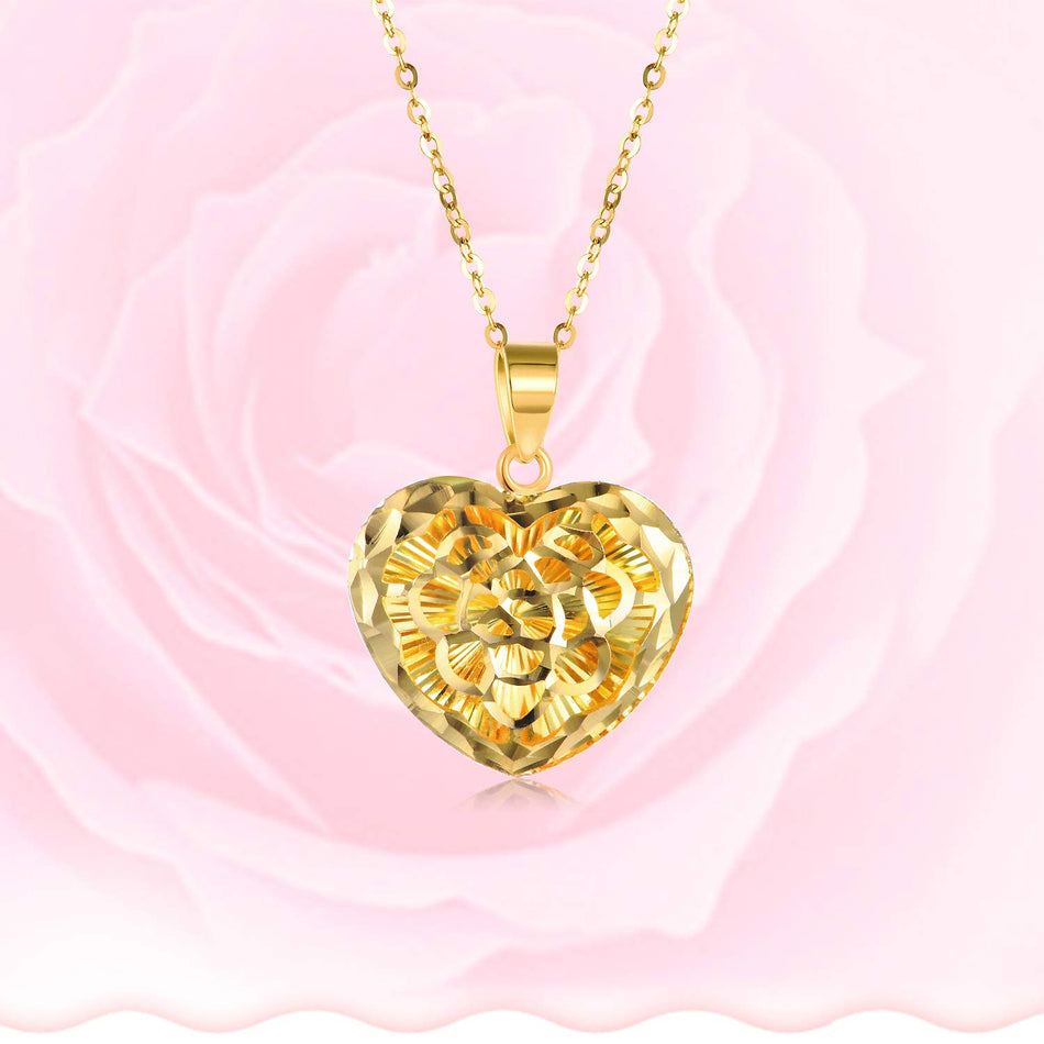 18K Gold Heart Pendant Necklace