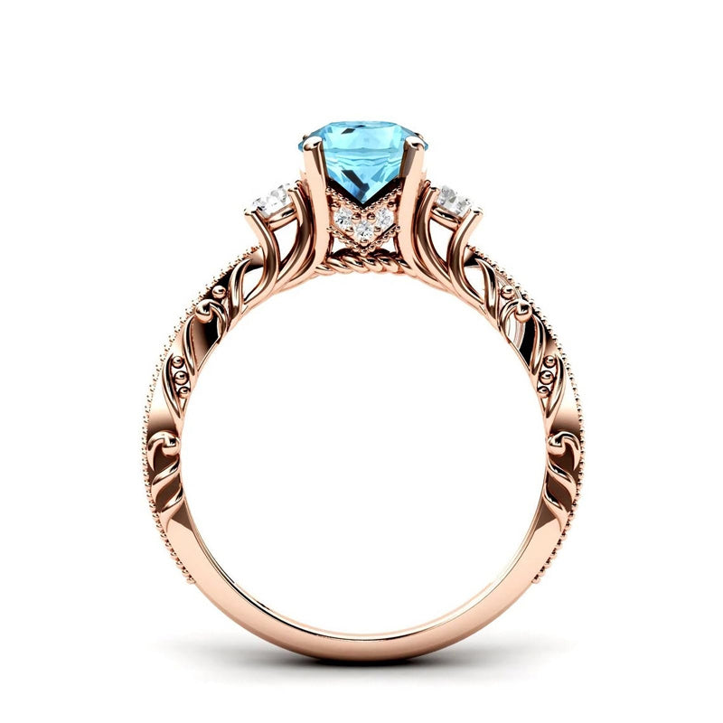 Sterling Silver 10K 14K 18K Personalized Engraved 1 Carat  Round Birthstone Engagement Ring