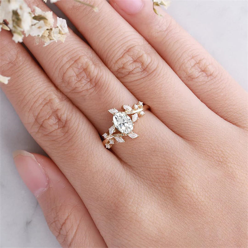 Sterling Silver 10K14K 18K Gold Oval Cut Moissanite/Lab Grown Diamond Engagement Ring