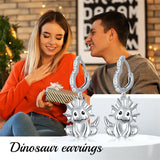 Sterling Silver Dinosaur Hoop Earrings