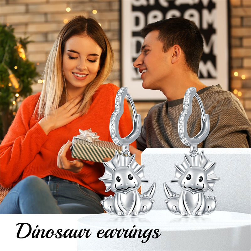 Sterling Silver Dinosaur Hoop Earrings