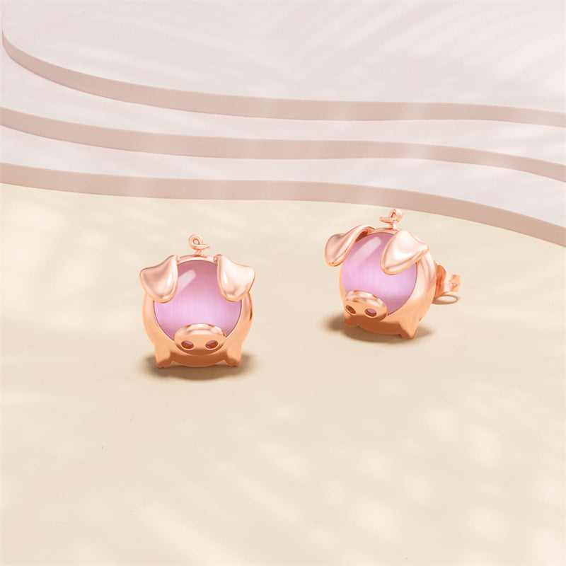 Sterling Silver Pig Stud Earrings