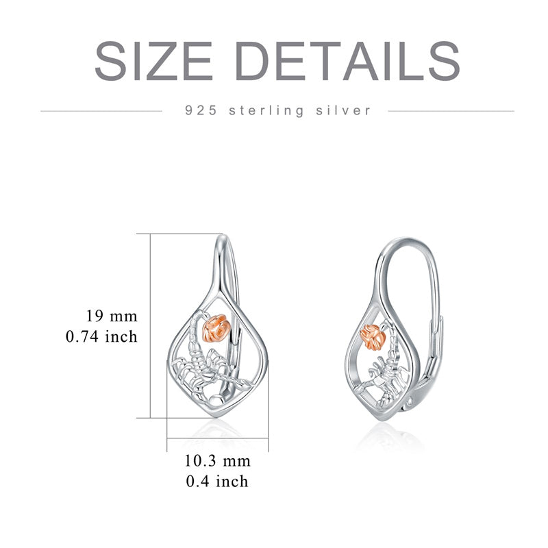 Sterling Silver Scorpion Leverback Earrings