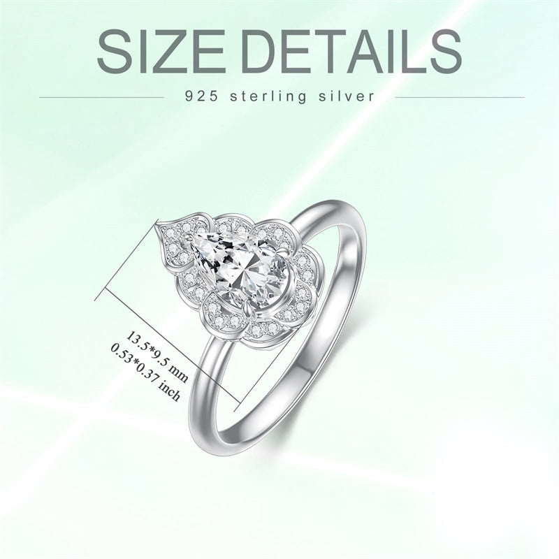 Sterling Silver Personalized Engraved Moissanite Engagement Wedding Anniversary Ring