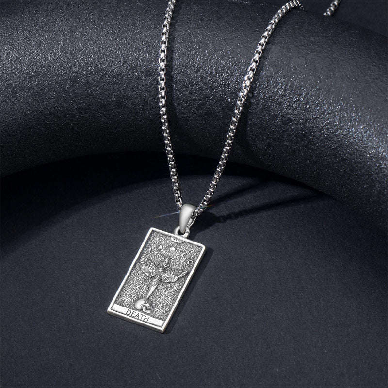 Sterling Silve Sun Moon Star Strength Lovers Death Devil Fool Tarot Card Pendant Necklace