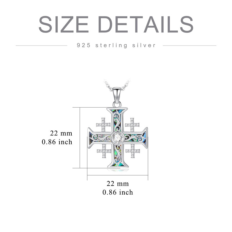 Sterling Silver Jerusalem Cross Pendant Necklace for Men