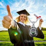 Sterling Silver 2025 Graduation Necklace Personalized Text and Birthstone Class Pendant Necklace