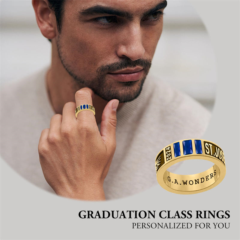 Sterling Sliver Personalied Engraved Birthstone Graduation High School Rings