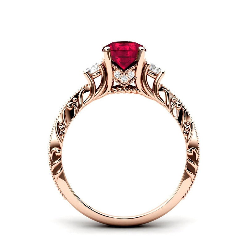 Sterling Silver 10K 14K 18K Personalized Engraved 1 Carat  Round Birthstone Engagement Ring